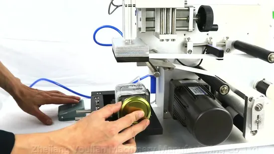 Youlian Semi Automatic Flat Sticker Labeling Machine for Cosmetic Food Beverage Flat Bottles Packaging Label Machinery with Printer 