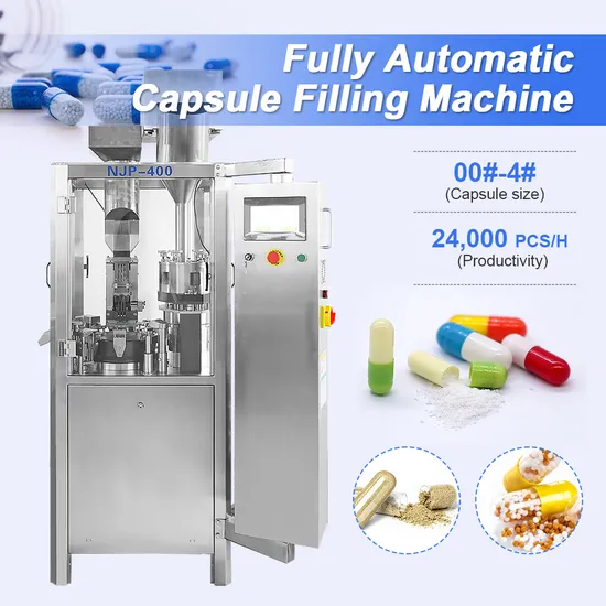 Njp200 Pharmaceutical Fully Automatic Pill Powder Liquid Filler Pellets Granules Hard Gelatin Tablet Capsule Filling Machine 