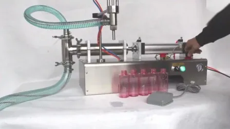 Hzpk Semi Automatic Piston Bottle Water Lotion Liquid Packaging Filler Machine 